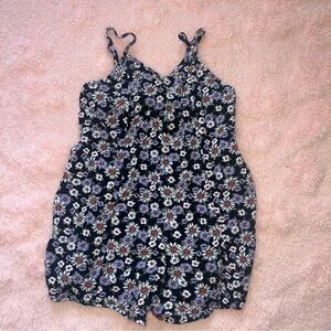Blue Girls Floral Art Class Size Small 6/7 Sleeveless Summer Play Casual Romper